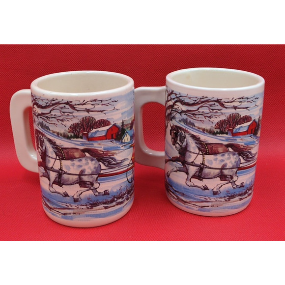 Victorian Christmas Mugs – Vintage Holiday Stoneware Set - Picture 5 of 15